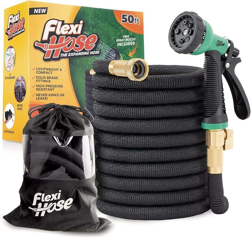 Flexi Hose Plus 50FT Expandable Garden Hose, Lightweight, No-Kink, 3/4