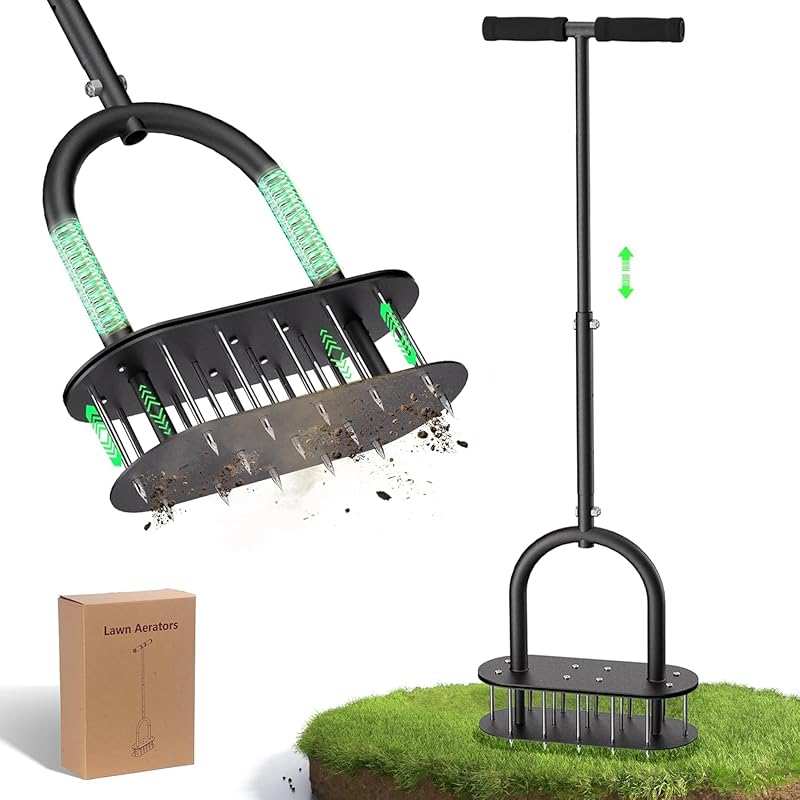 Automatic Lawn Aerator with 15 Iron Spikes for Yard, Lawn, and Garden 