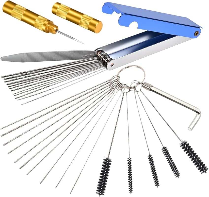 Carburetor Cleaning Kit: 13 Wires, 10 Needles, 5 Brushes, Pick, Torch 
