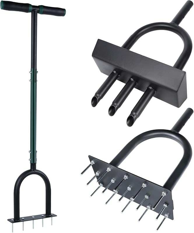 yofit 3-in-1 Manual Lawn Aerator Tool with 15 Spikes, 5 Spikes, and Co