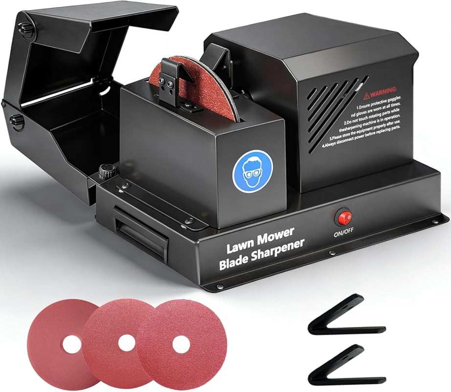 Commercial Lawn Mower Blade Sharpener with Collection Box, 700W Grinde