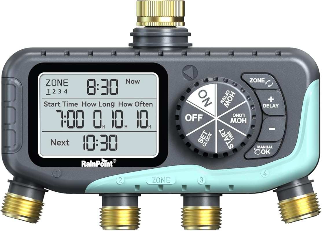 RAINPOINT 4 Zone Sprinkler Timer for Programmable Watering, Soaker Hos