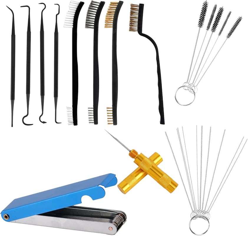 Carburetor Cleaning Kit with Brushes, Needles, Scraper, and Hooks for 