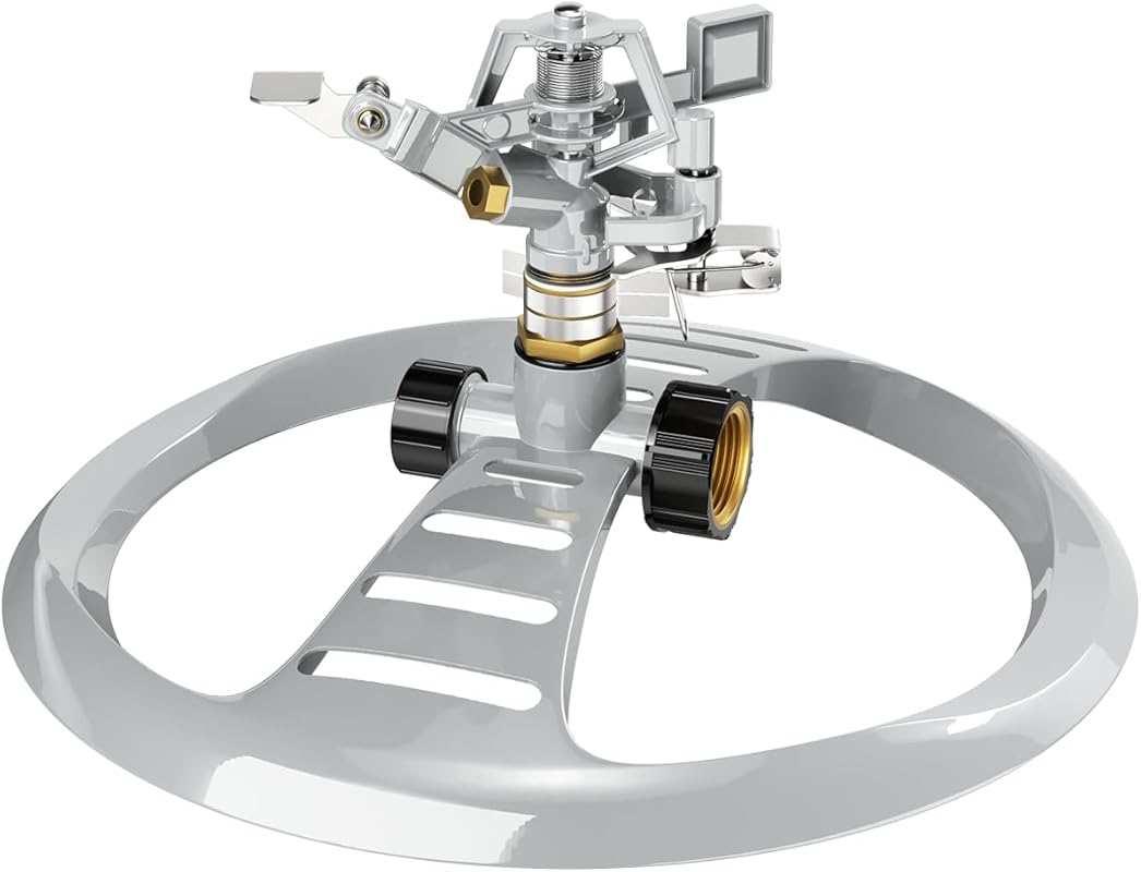 ESOW Metal Pulsating Sprinkler: Heavy Duty Base, 360 Degree Rotation, 