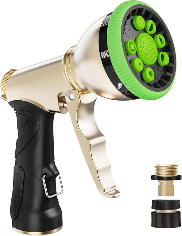 RAINPOINT Heavy Duty Metal Garden Hose Nozzle with 9 Adjustable Spray