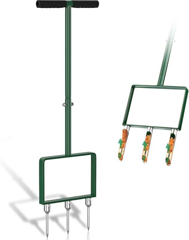 2-in-1 Manual Lawn Aerator with Replaceable Core & Spike Tines for Soi
