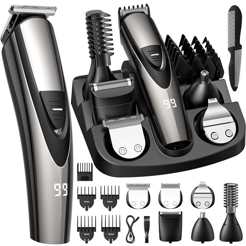 SHPAVVER Professional Beard Trimmer: 12-in-1 Cordless Grooming Kit, Wa