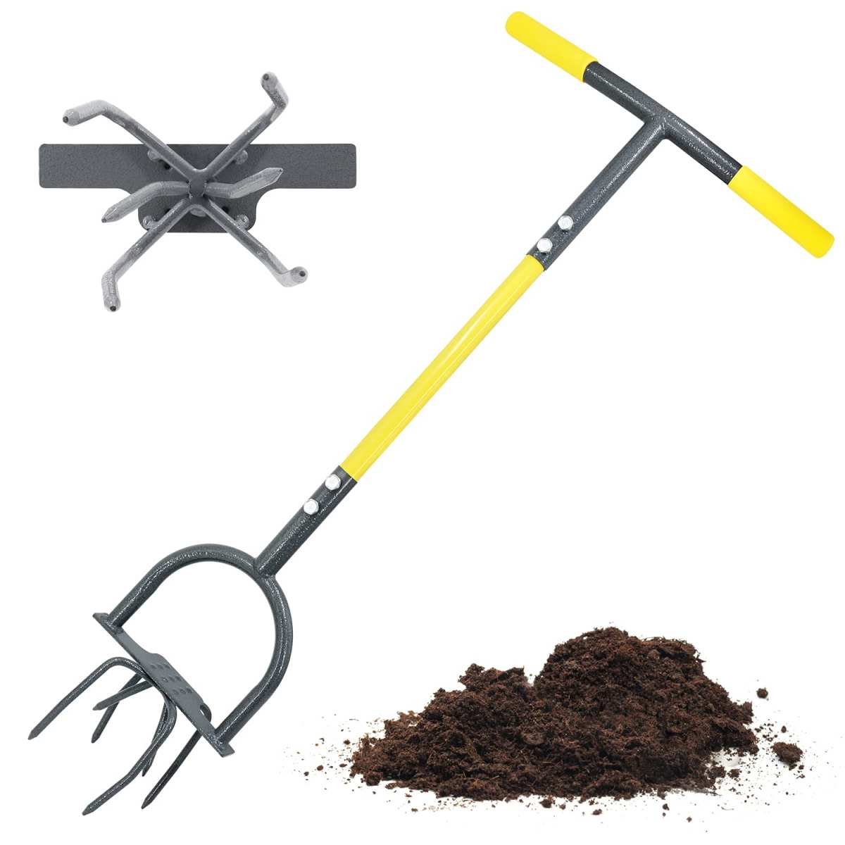 Jardineer Hand Tiller Cultivator, Twist Tiller Garden Claw Heavy Duty, Manual So