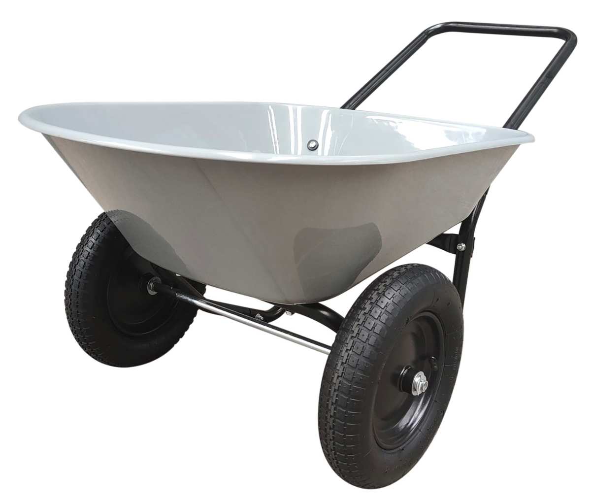 Two Wheel Poly Tray Wheelbarrow, 5 Cubic Foot, Gray/Black, Easy Assembly