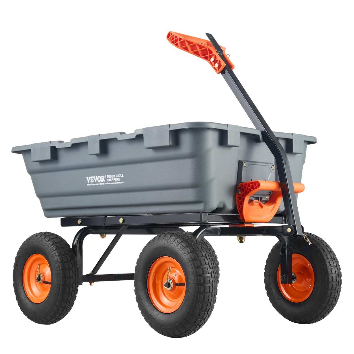 VEVOR 1200lbs 7Cu.Ft. Garden Dump Cart with 2-in-1 Convertible Handle and 13in A