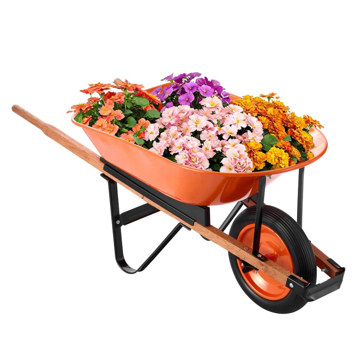 VEVOR Wheelbarrow Cart, 5 Cu. Ft. Load & 265 lbs Capacity, One Wheel Garden Dump