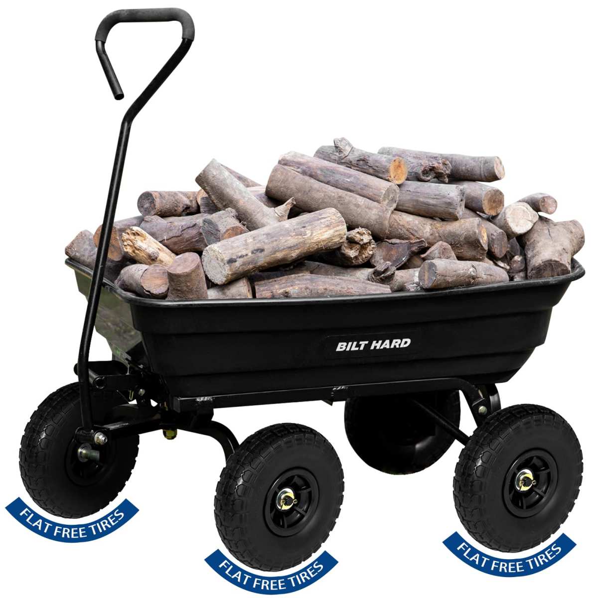 BILT HARD Poly Garden Dump Cart 600 lbs with No Flat Tires, Quick Release, 4 Cu 