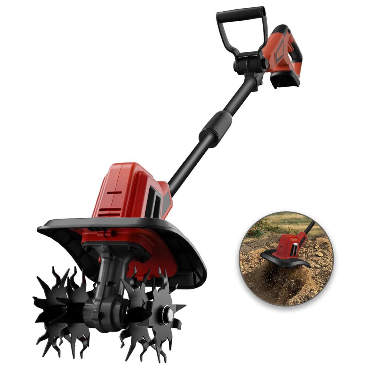 MaxMore Cordless Tiller Cultivator Compatible with Milwaukee 18V Battery , Elect