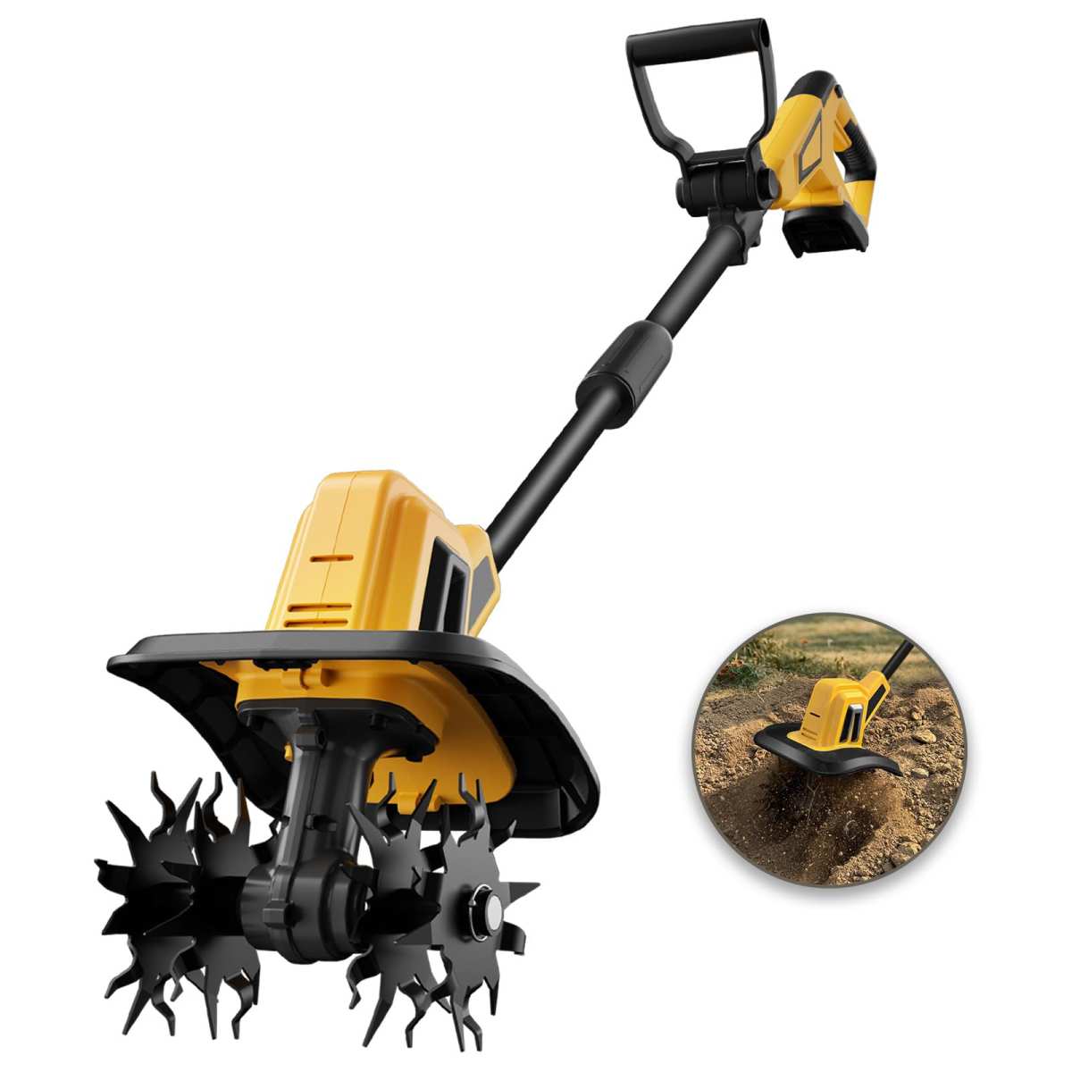 Cordless Garden Tiller Cultivator Compatible with Dewalt 20V MAX Battery, 270 RP