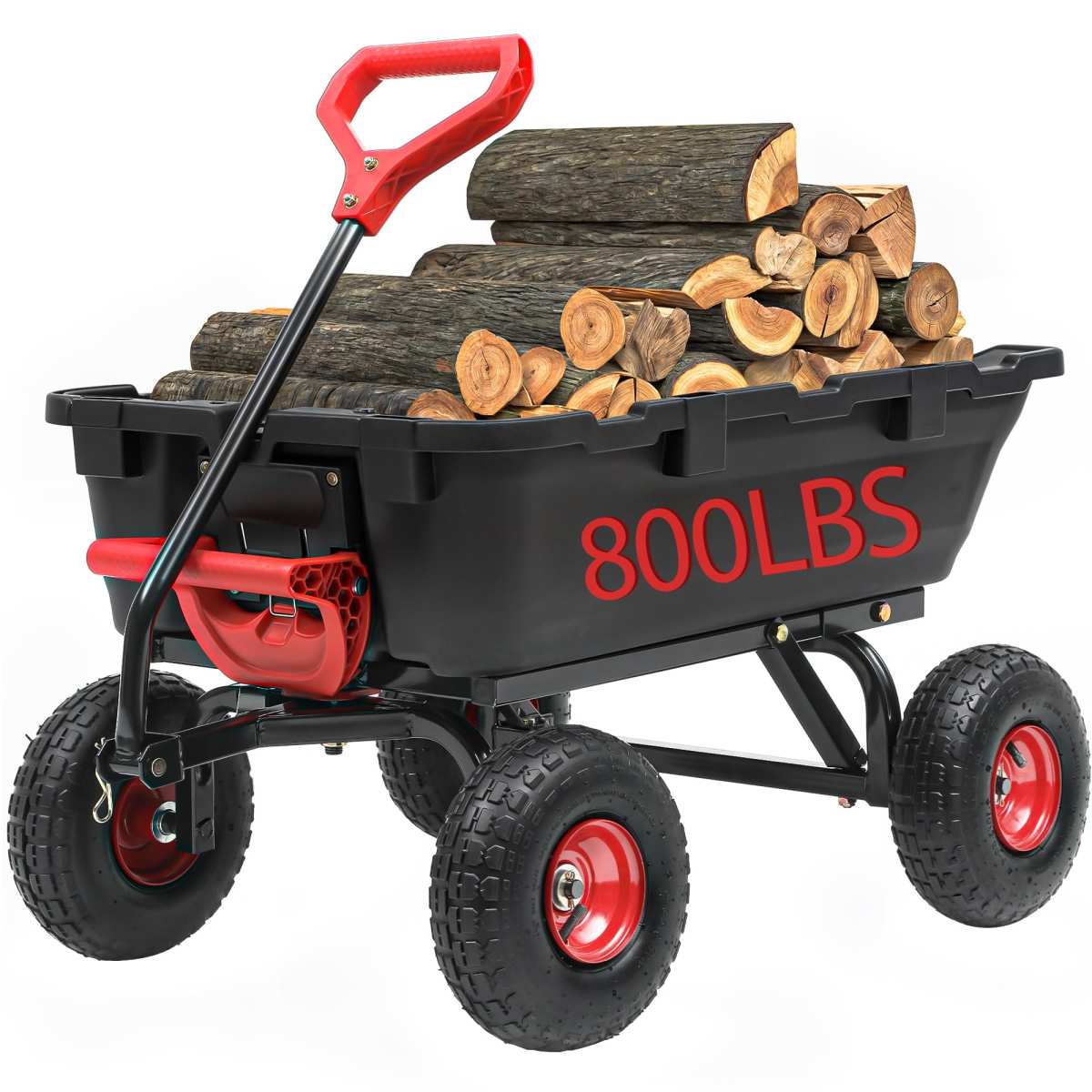 800lb Garden Dump Cart, Heavy Duty Wheelbarrow Dump Wagon with 4 Wheels&Quick-Re