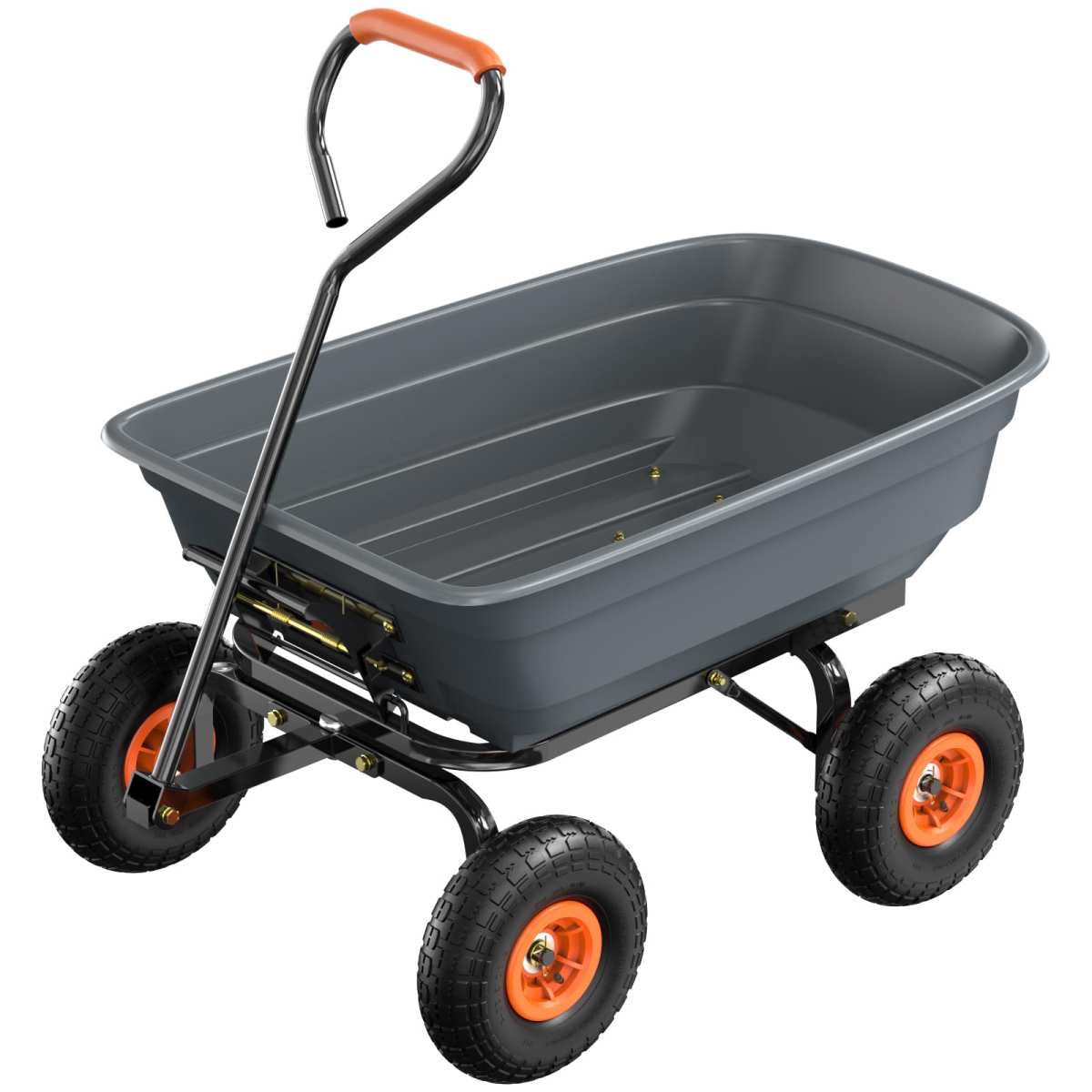 VINGLI Dump Cart Wagon, 600LBS Quick-Release Dump Wheelbarrow, All-Terrain 10" T