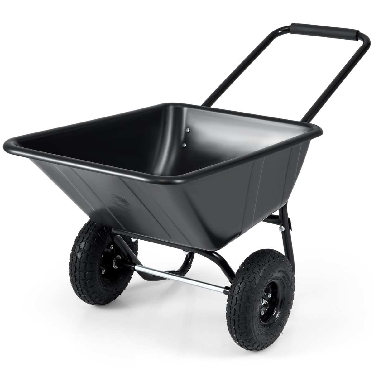 Goplus 2 Wheel Wheelbarrow, 330 LBS Utility Garden Cart with 10” Pneumatic Tires