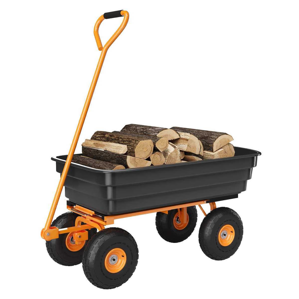 Garden Dump Cart - 1200lb 6 Cu.Ft. Heavy Duty All Terrain Wheel Barrow, 180° Piv