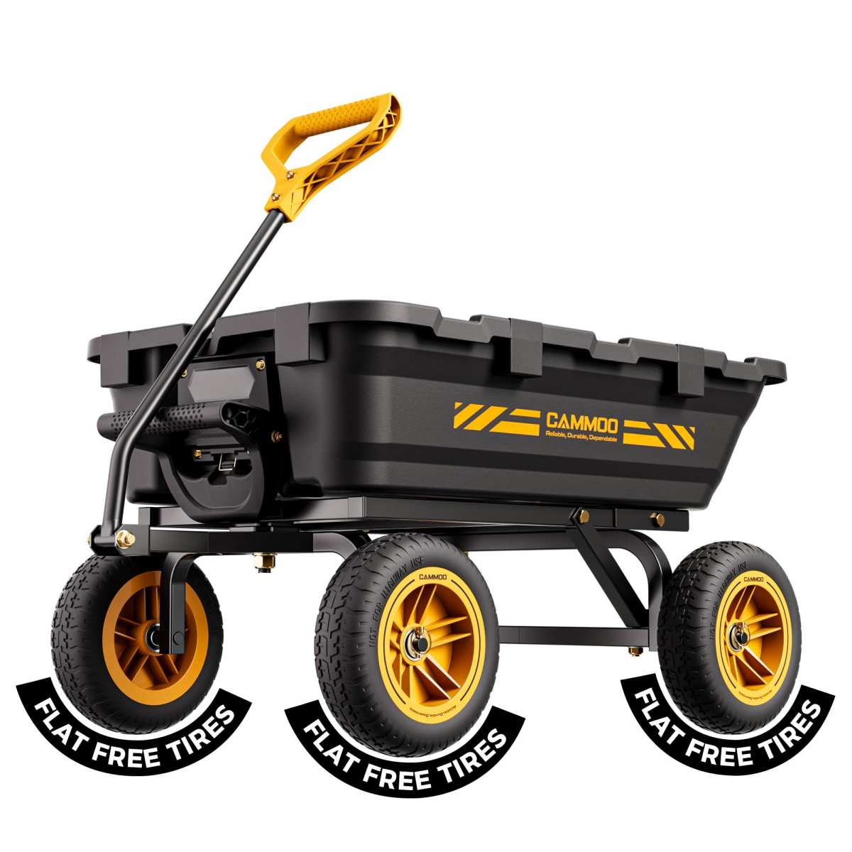 10in NO-FLAT TIRES 900lb Heavy-Duty Garden Dump Cart DIY Expandable Capacity Ove