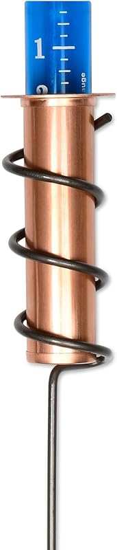 WCRG Copper Outdoor Rain Gauge with Steel Stake - Shatterproof, Winter