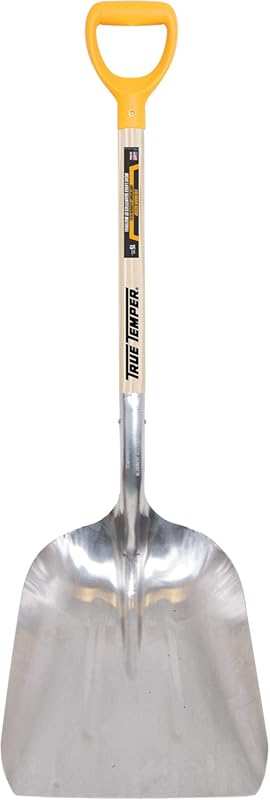 True Temper Aluminum Scoop Shovel with Hardwood D-Grip Handle for Yard