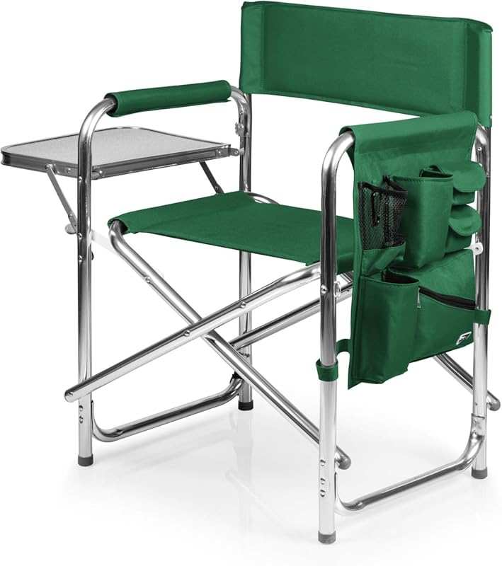 PICNIC TIME Portable Aluminum Folding Sports Chair with Side Table and