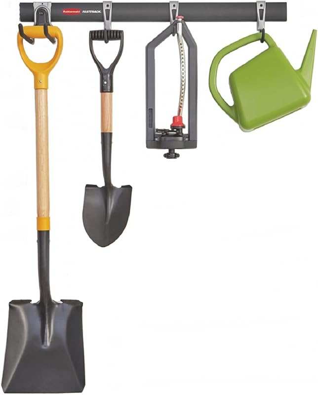 Rubbermaid FastTrack 5-Piece Black Utility Hooks Rail Kit for Garage T