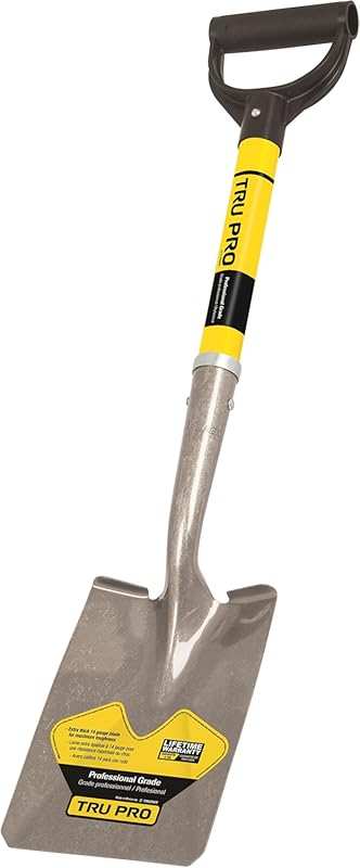 Truper 31206 Short D-Handle Square Point Shovel with 19-Inch Fiberglas