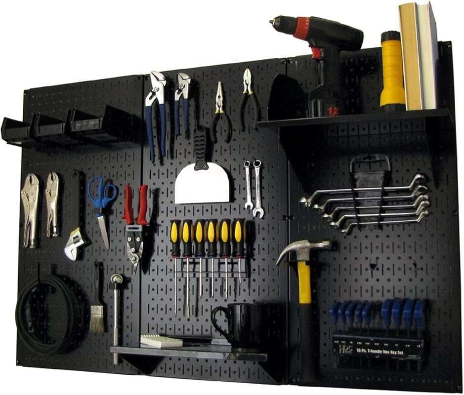 Wall Control 4 ft. Black Metal Pegboard Standard Tool Storage Kit with