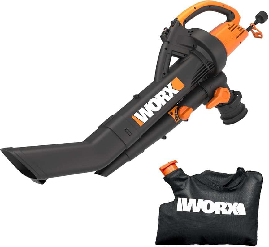 WORX Trivac Electric 3-in-1 Leaf Blower, Vacuum, Mulcher with Metal Im
