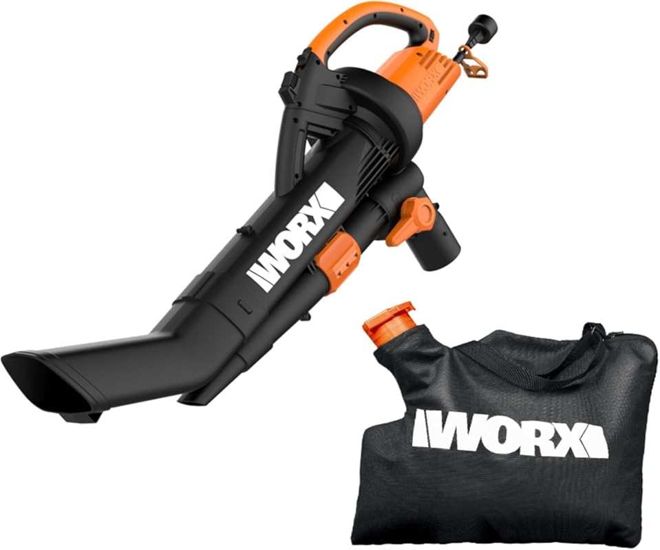WORX WG509 Trivac 3-in-1 Electric Leaf Blower: Vacuum, Mulcher with Me