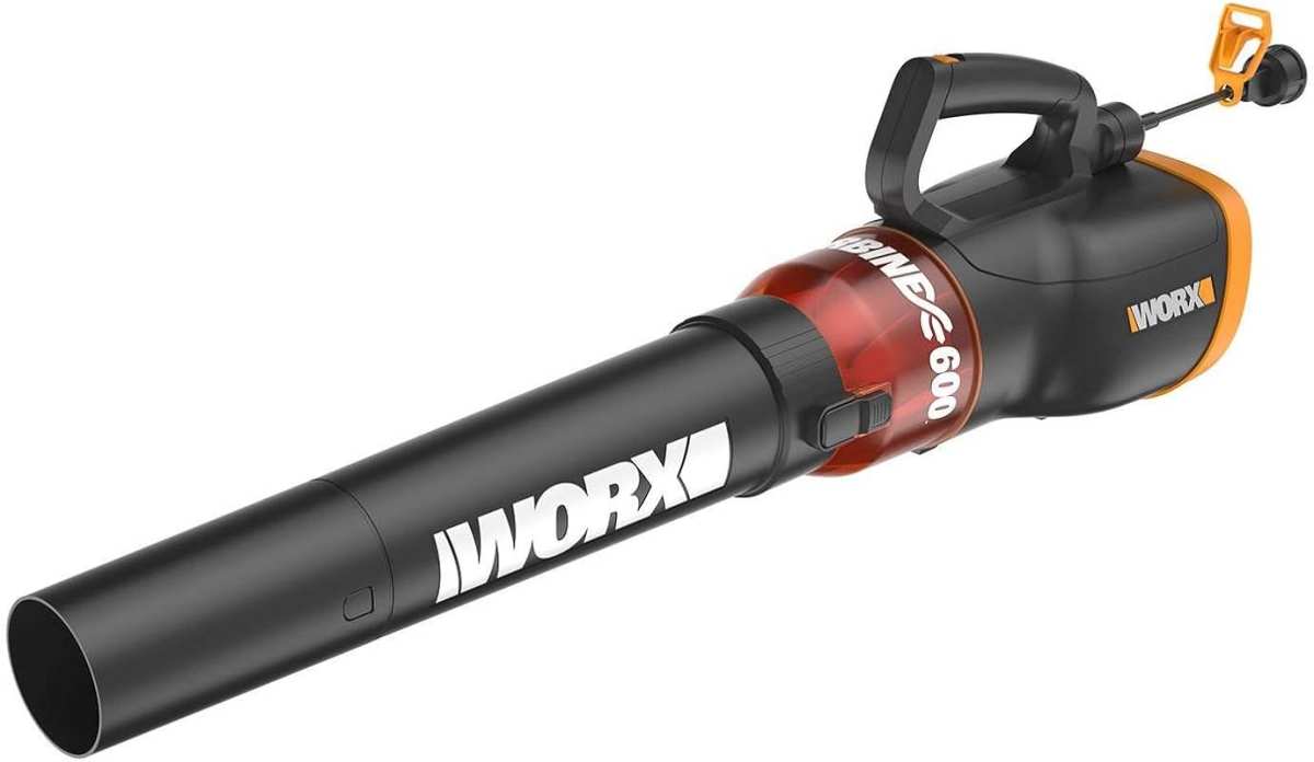 WORX WG520 12 Amp Electric Turbine Leaf Blower with 600 CFM and 2 Spee