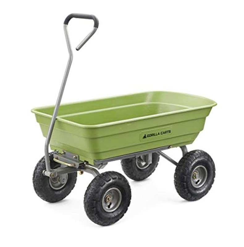 Gorilla Carts Poly Garden Dump Cart: 4 Cu Ft, 600 lb Haul, Quick-Relea