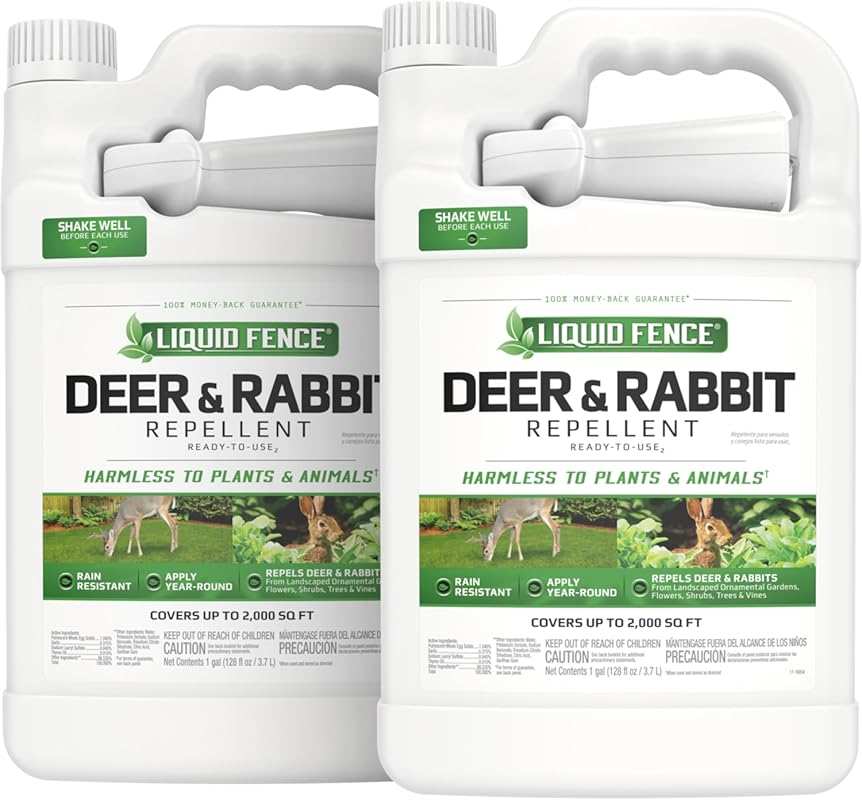 Liquid Fence 1 Gallon Deer & Rabbit Repellent (2 Pack): Ready-to-Use, 