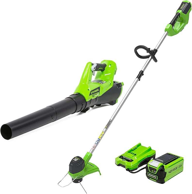 Greenworks 40V Cordless String Trimmer & Leaf Blower Combo Kit with 2A