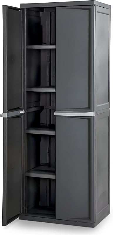 Sterilite 4 Shelf Lockable Utility Storage Cabinet with Adjustable She
