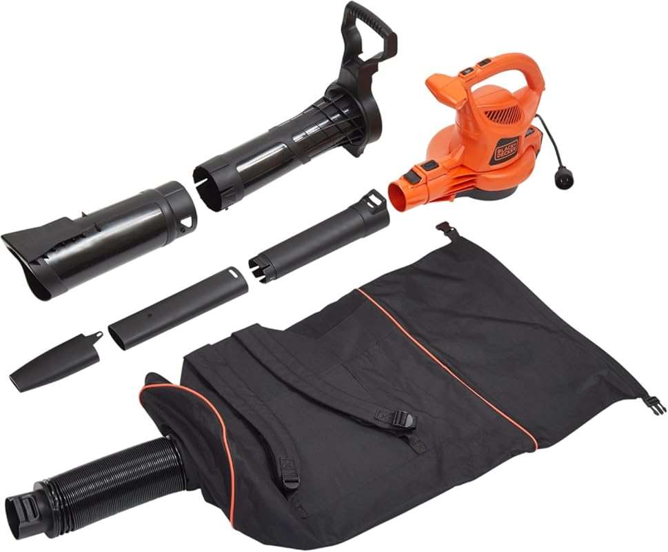 BLACK+DECKER 3-in-1 Corded Leaf Blower, Vacuum, and Mulcher with Reusa