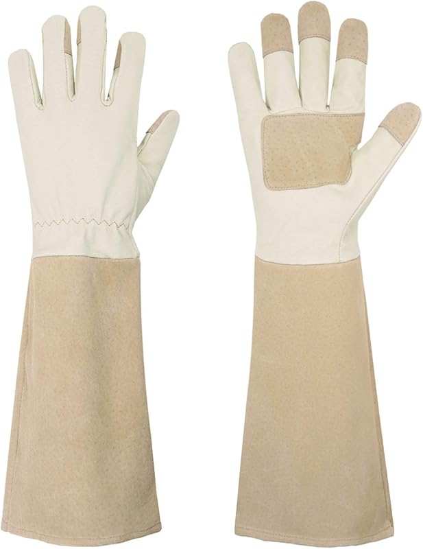 HANDLANDY Long Thorn Proof Pigskin Leather Rose Pruning Gauntlet Glove