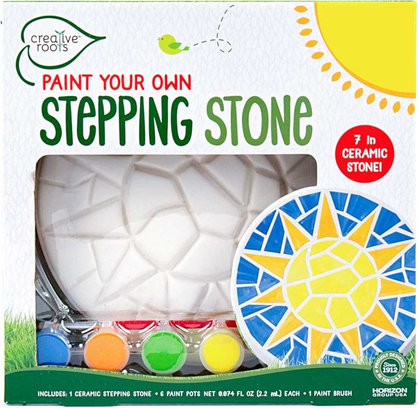 Creative Roots 7-Inch Mosaic Sun Stepping Stone Kit with 6 Vibrant Pai