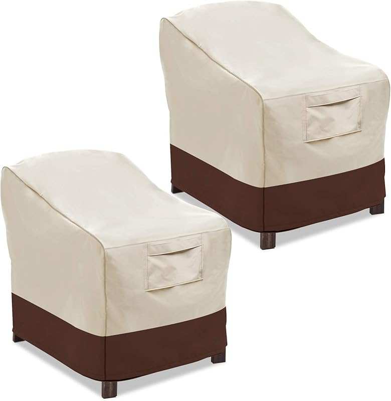 Vailge 2-Pack Large Beige & Brown Heavy Duty Waterproof Patio Chair & 