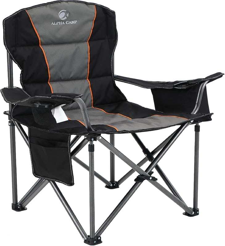 ALPHA CAMP Heavy Duty Oversized Camping Chair 500LBS Capacity with Coo