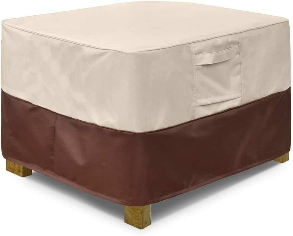 Vailge Square Patio Ottoman Cover Waterproof Padded Handles Heavy Duty