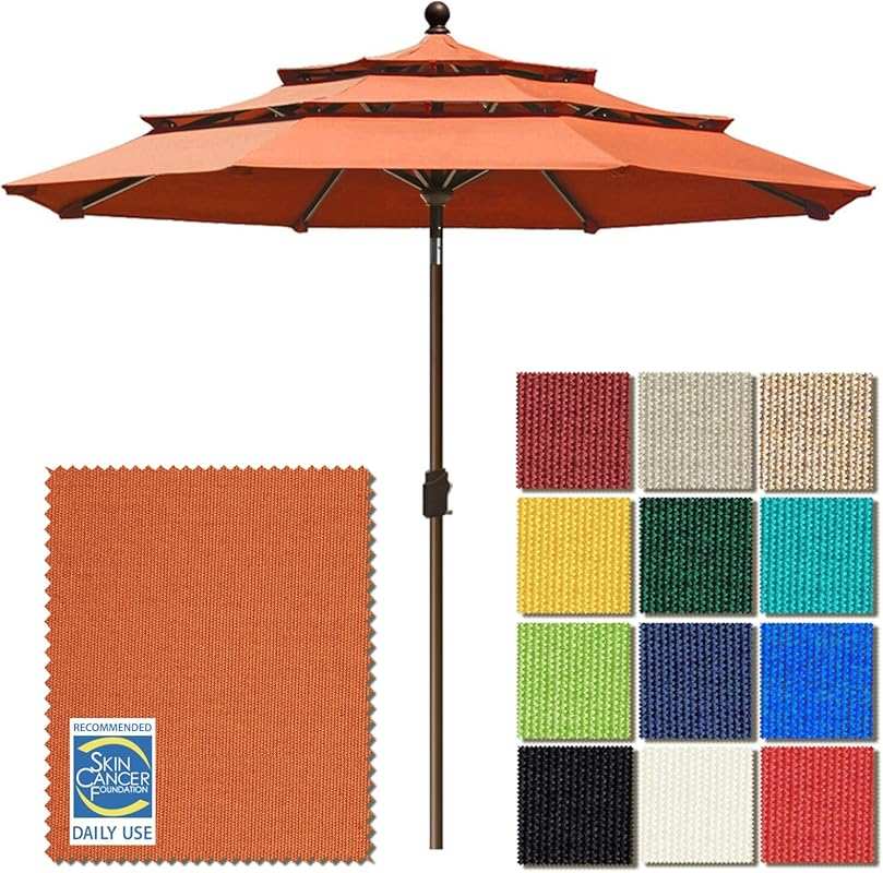 EliteShade USA 9Ft 3 Tiers Patio Umbrella with Ventilation & 5 Year No