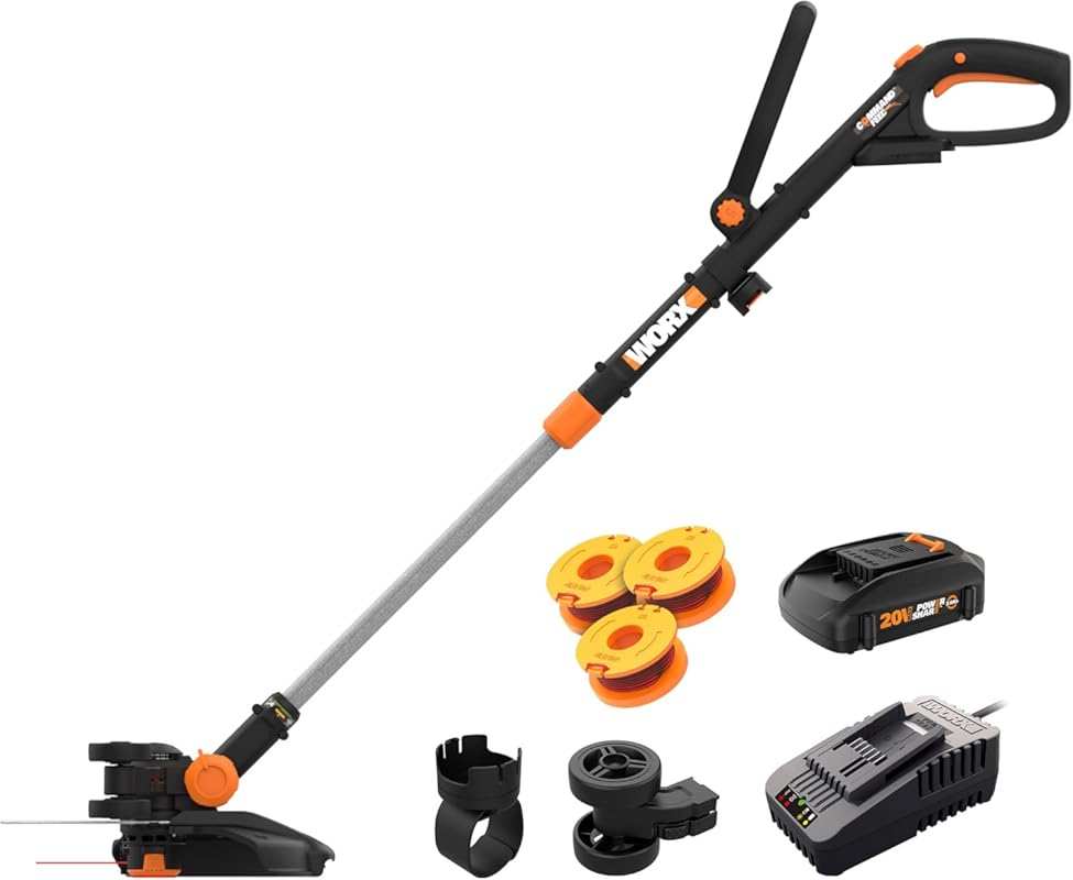 WORX 20V Cordless String Trimmer & Lawn Edger with 90° Pivoting Head a