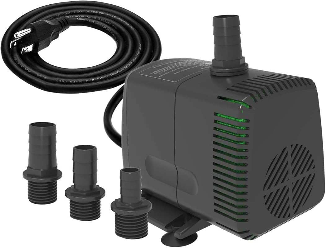 880GPH Ultra-Quiet Submersible Pump for Ponds, Fountains, Hydroponics,