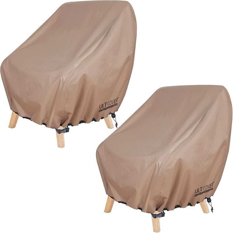 ULTCOVER 2 Pack Waterproof Deep Seat Patio Chair Covers for Outdoor Lo