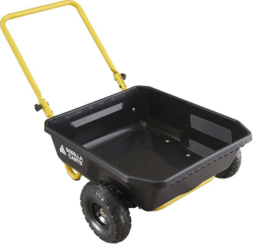 Gorilla Carts GCR-4 Poly Dump Cart with Foldable Handle, 4 cu ft, 300 