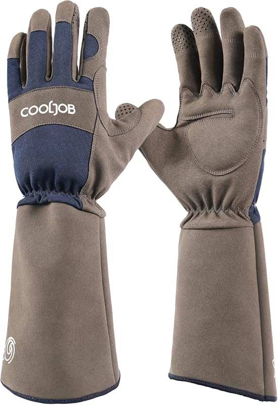 COOLJOB Long Thorn Proof Padded Garden Gloves for Men, Heavy Duty & Pu