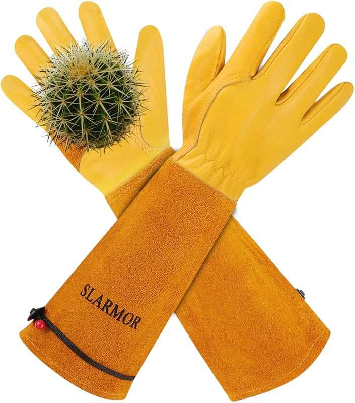 Long Thorn Proof Rose Pruning Gardening Gloves: Heavy Duty Gauntlet fo