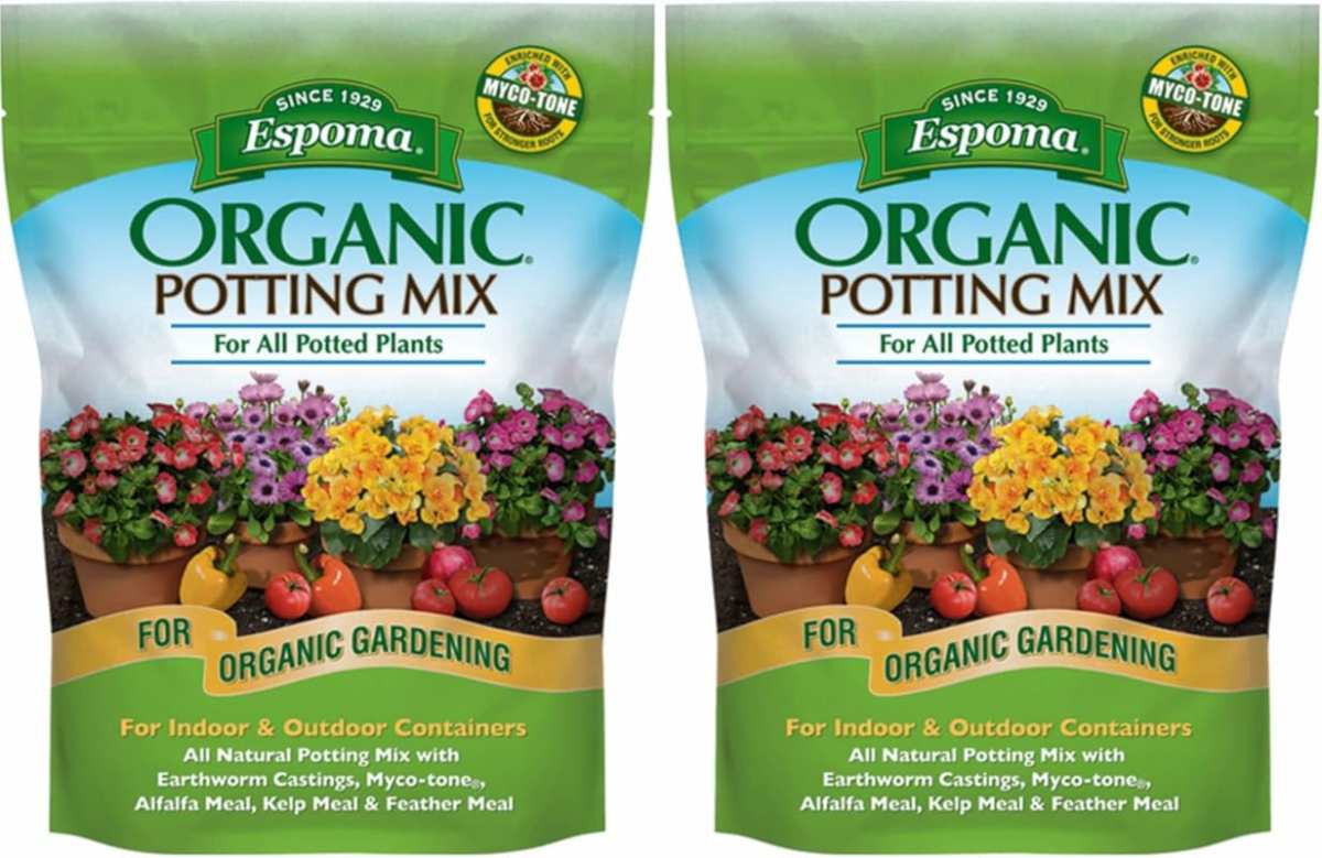 Espoma Organic Potting Mix, 8qt Bags (2-Pack): All-Natural for Indoor/